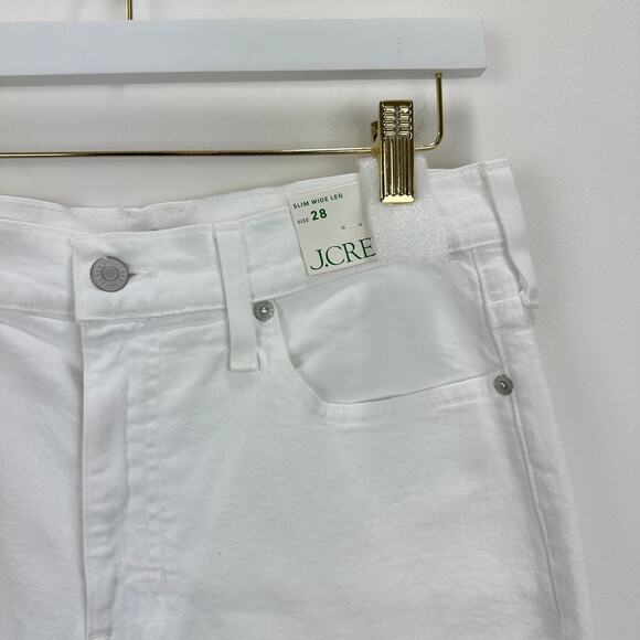J.Crew Slim Wide Leg Jean White High Waisted Classic Stretch Denim US 28 NWT - Picture 10 of 16